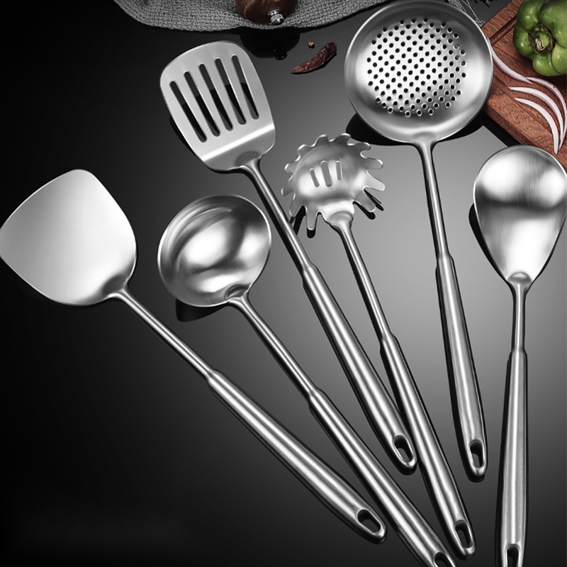 304 stainless steel spatula set, cooking shovel, frying spatula, soup spoon, colander, sanded integrated household kitchenware set