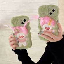 秋冬新款炸毛娃娃适用苹果17/16手机壳防摔15promax可爱13/12女14