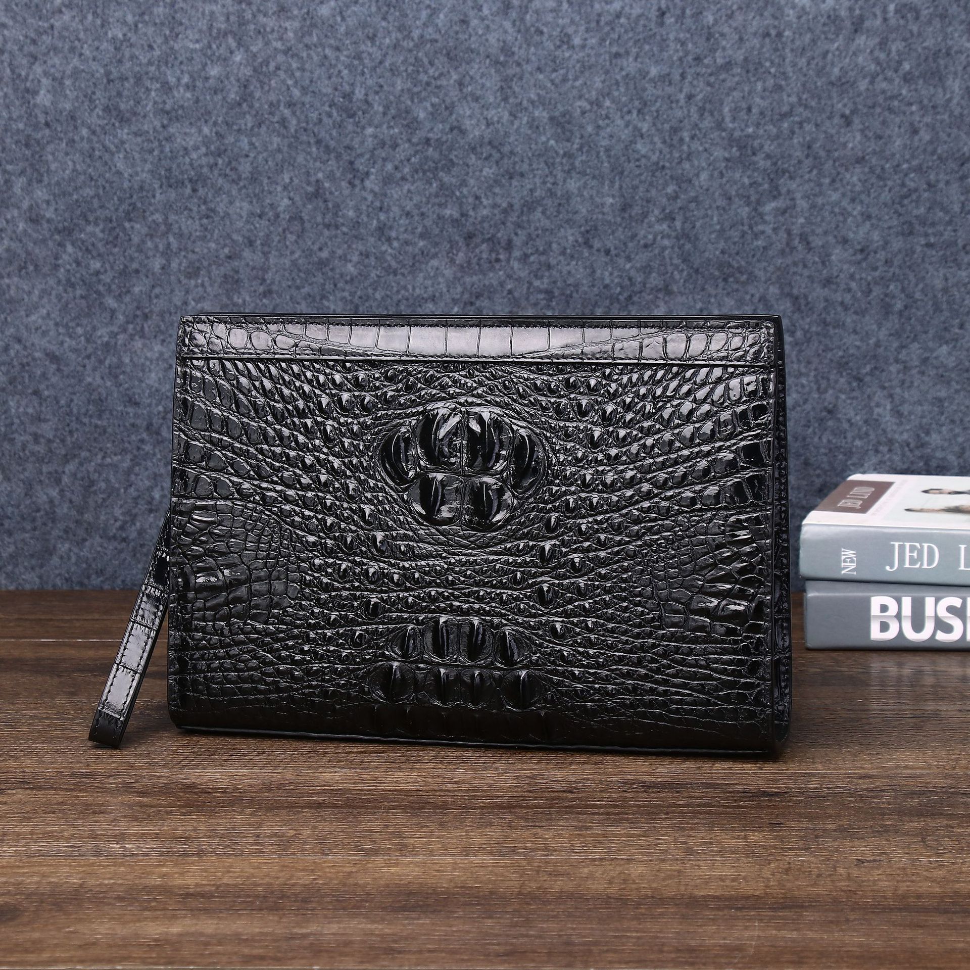 Túi clutch nam da PU vân cá sấu phong bì thời trang