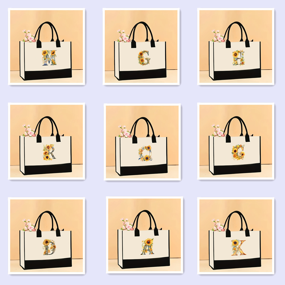 Bolso de hombro de lona de venta caliente transfronterizo Bolso Tote impreso de gran capacidad Bolso de compra portátil ligero de moda para mujer