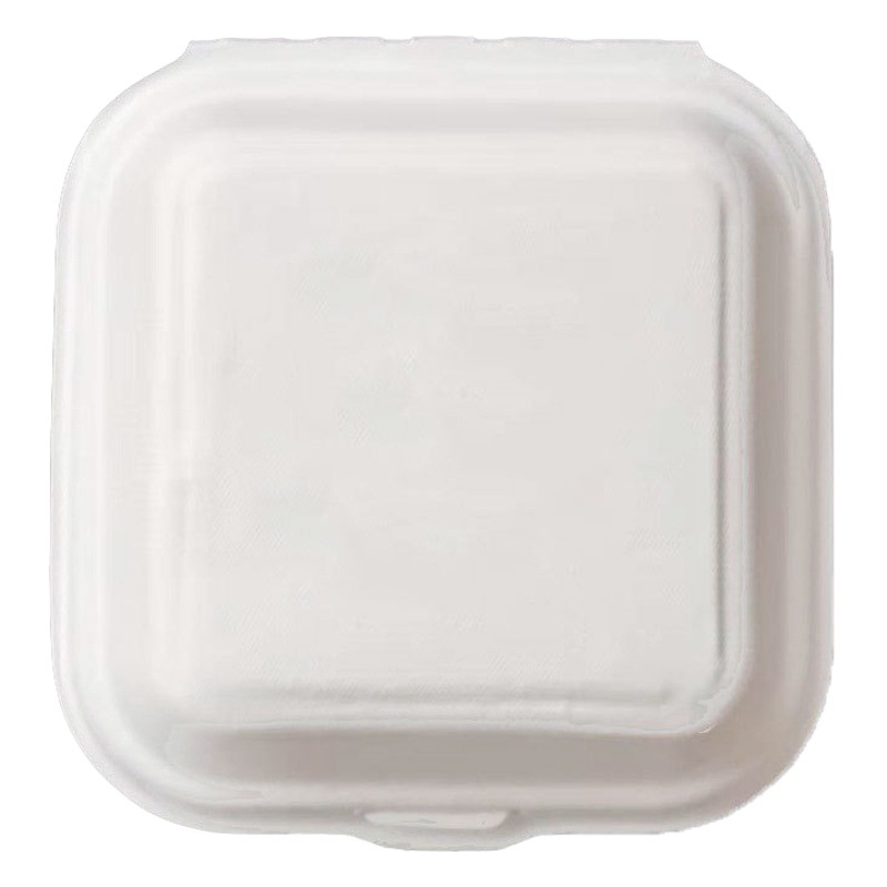 Pulpa de caña de azúcar desechable caja de embalaje caja de almuerzo de pulpa caja de hamburguesa de 6 pulgadas para llevar Bento caja de pastel de embalaje calefacción