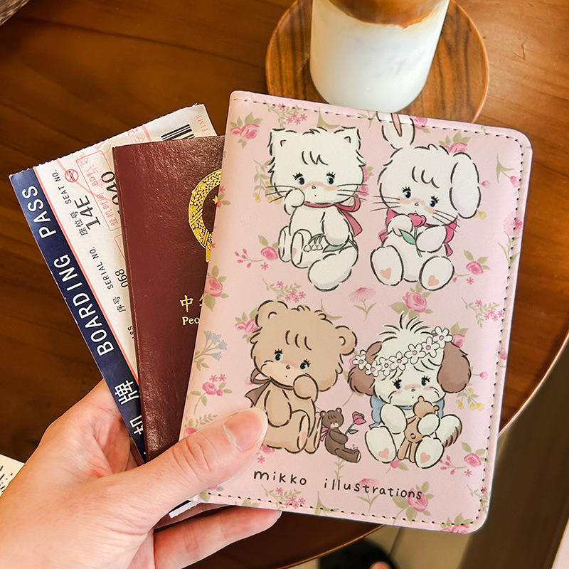 Mikko Cute Pu Leather Overseas Passport Card Holder Passport Protective Cover Document Cosmetics Bag Travel Passport Holder Document