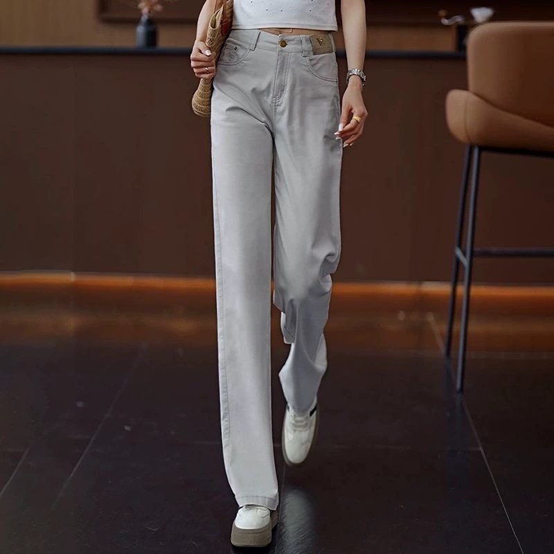 Modilan серые эластичные хлопковые/хлопковые брюки для женщин, новинка 2025 года, брюки с высокой талией, универсальные повседневные узкие брюки