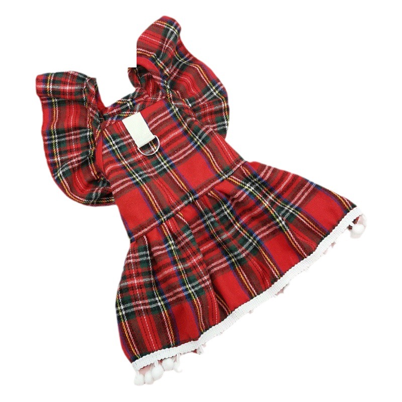 FUENTE Ropa de perro de Navidad de fábrica en stock transfronteriza para mascotas vestido de Navidad ropa de gato ropa de tela escocesa de Navidad
