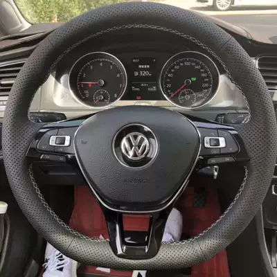 Steering wheel cover: Cover Leather Hand-stitched Tuguan - fully-punched-white-line-default-items