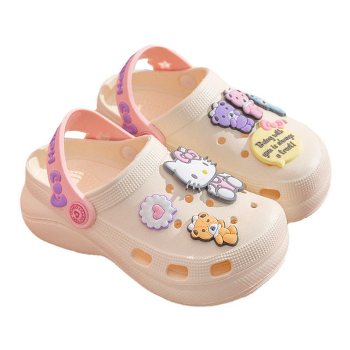 KT Cat Children's Hole Shoes for Girls -  Summer New Cartoon Style EVA Light Sole Cooling Slippers - Princess Outdoor Beach Slippers
