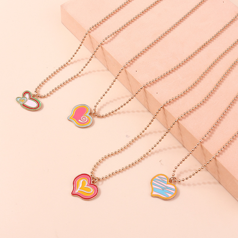 Spring&Summer Season Vacation Classic Style Heart Shape Zinc Alloy Ball Chain Pendant Necklaces Wholesale