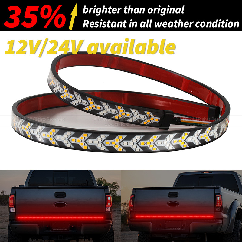 Source Factory Dual Color Dynamic Fishbone Automotive LED Tail Box Light Bar Flow Light Steering Brake Pickup LED Rear Tail Light