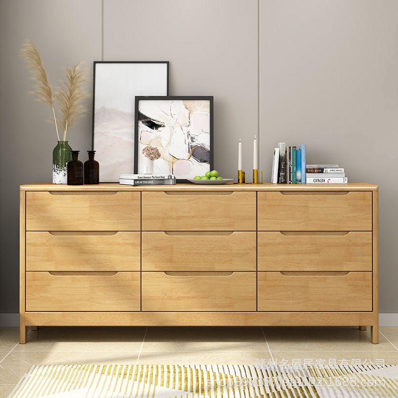 Pecho de cajones de madera maciza armario de almacenamiento sala de estar simple moderno pecho de cajones de seis o nueve cajones dormitorio de almacenamiento nogal pecho de cajones