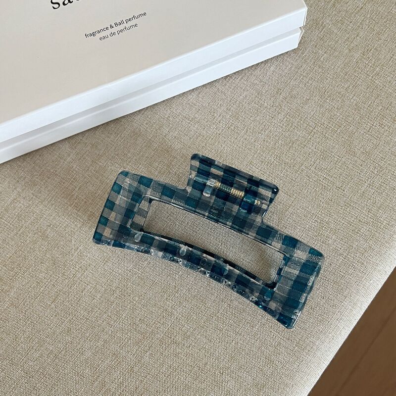 格纹系列鲨鱼夹韩系简约高级感头饰发饰百搭气质后脑勺花朵盘发夹|undefined