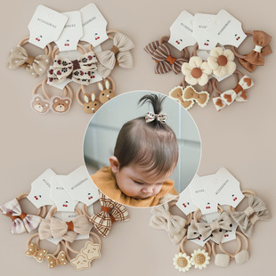 A158 cross-border factory store wholesale children's headwear basic bow rubber band suit foreign trade Original Design 1 Group