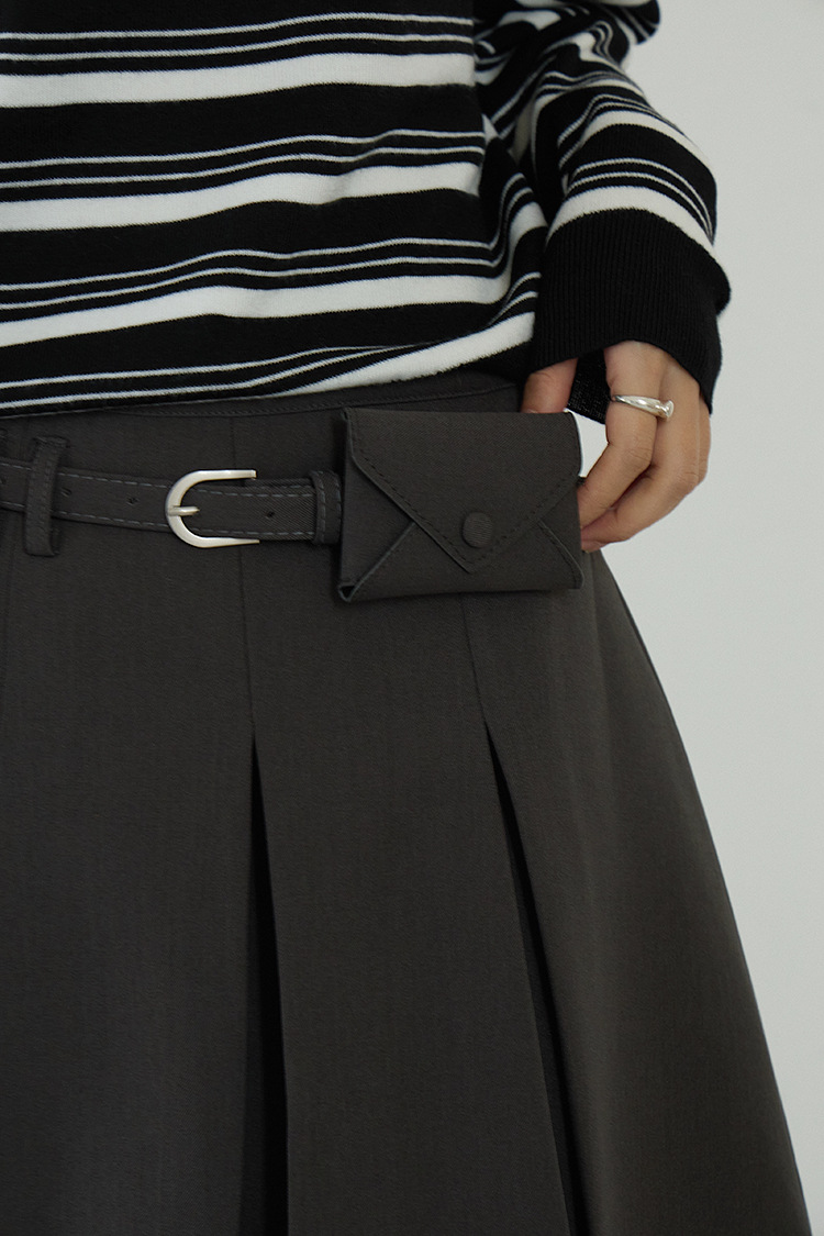 GraceChic GraceChic GraceChic Unlock Layered Sense Oufan Academy Style Pleated High Waist Dark Gray Half For Women Autumn Five-Point Skirt 3198_voghion.com