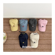 韩国儿童帽子秋季复古破洞遮阳棒球帽男女童透气遮阳刺绣鸭舌帽潮