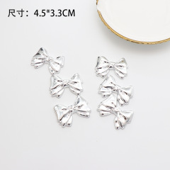 New Eco-friendly Acrylic Electroplated Colorful Silver Bow Tie Large Butterfly Knot Sticker Headband Phone Case Accessory DIY