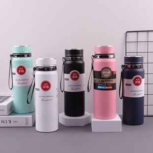 Popular large capacity 316 stainless steel Vacuum Thermos cup outdoor portable mountaineering travel pot sling kettle wholesale
