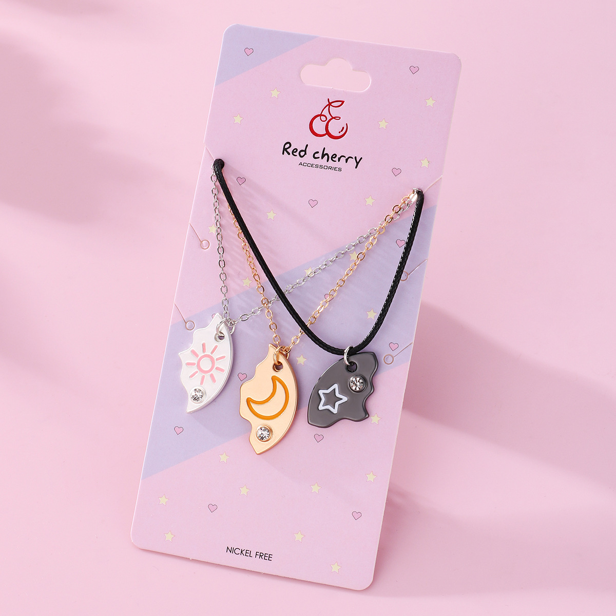 Cute Sweet Geometric Letter Heart Shape Alloy Plating Inlay Rhinestones Kid'S Pendant Necklace display picture 3