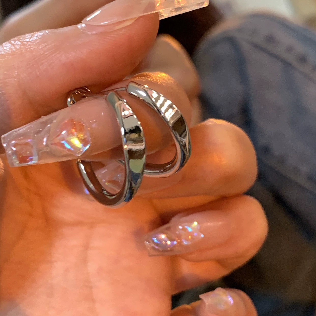 Старинные серьги S925 серебряная игла — жемчужина, кольцо и геометрические стили, легкие 0.005 кг