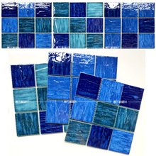 藍色游泳池馬賽克 海洋瓷磚凹凸面亮光 地中海廚房衛生間浴室牆磚