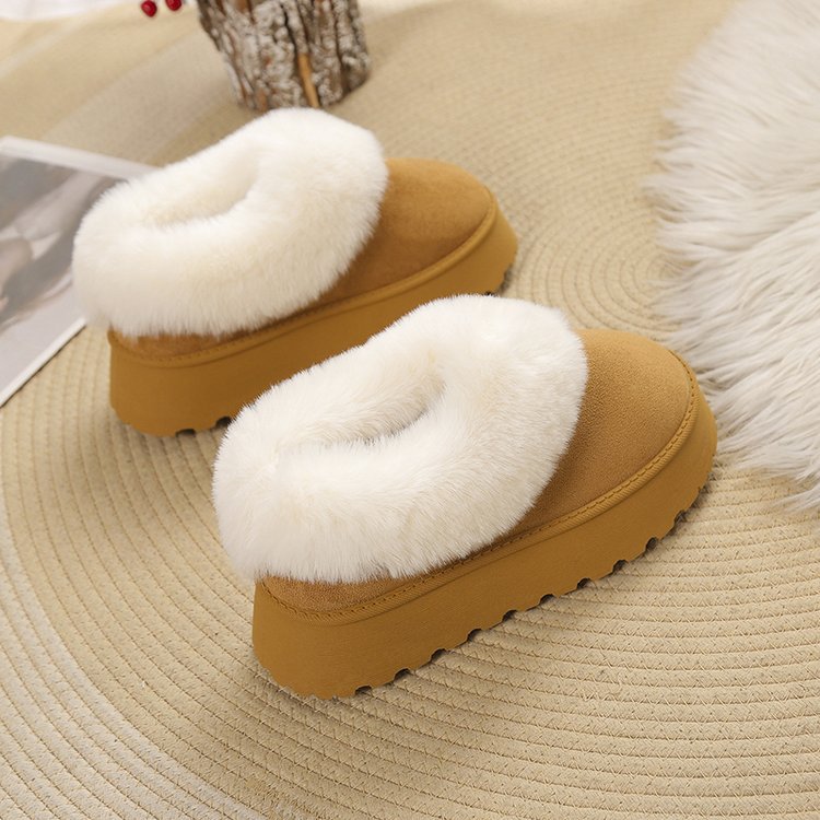 A new winter slip-on snow boots women's shoes plush one cotton shoes plus velvet thickened_voghion.com