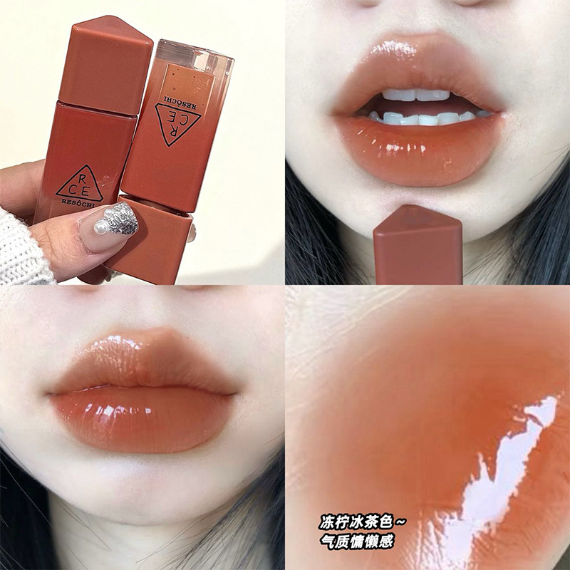 RESOCHI pulsante espejo esmalte labial, espejo de agua, claridad, blanqueamiento, color duradero, lápiz labial, maquillaje transfronterizo