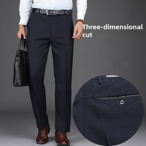 Summer thin casual Western pants for middle-aged and elderly men, men's high-waisted long pants, business suit pants, loose father's pants