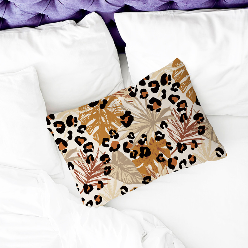 Cross-border super soft short plush plant turtle back leaf printing pillow waist pillowcase gift printing sofa cushion cover_voghion.com