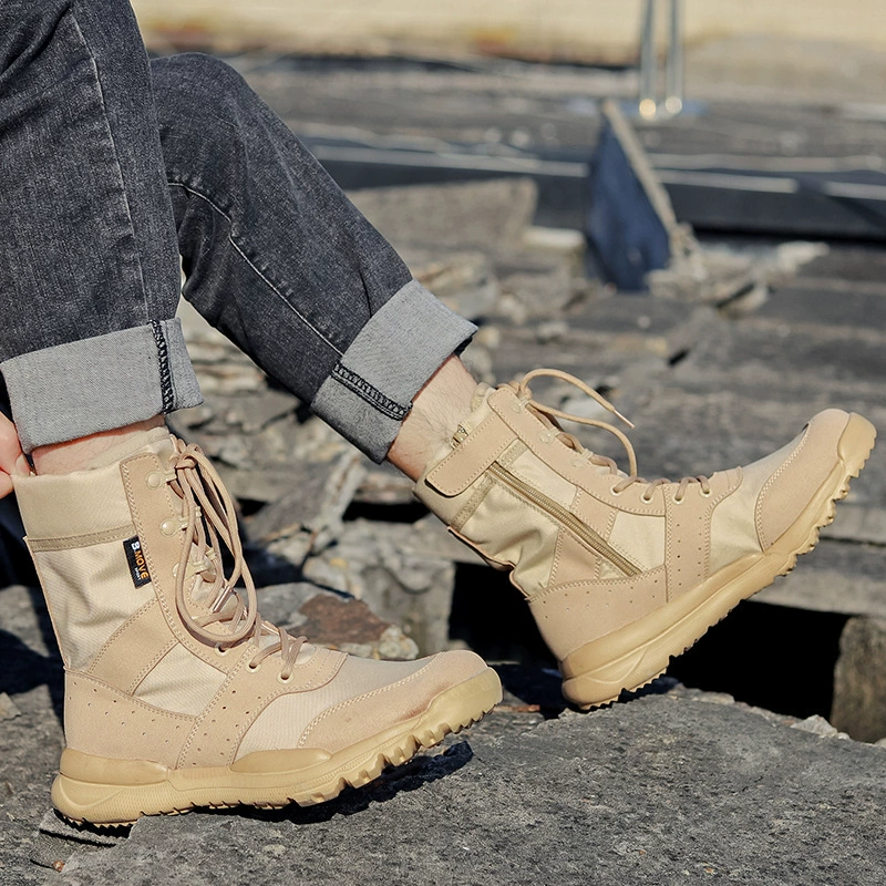 Прямые поставки с фабрики: летние мужские дышащие ботинки для боя, высокие тактические пустынные ботинки с боковой молнией, женские ботинки для активного отдыха, дропшиппинг.