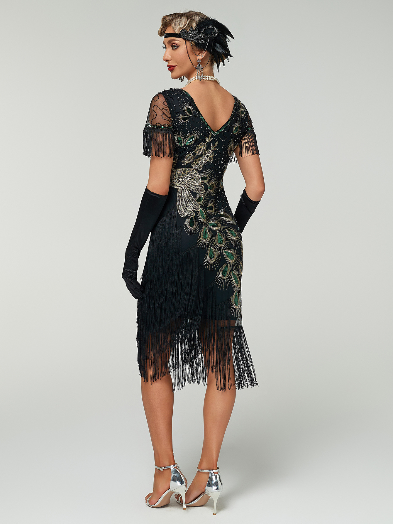 Vintage Sequin Tassel Dress 1920 Gatsby Style Beaded Prom Dance Party Toasting Women's Vintage Dress_ecoleips.com