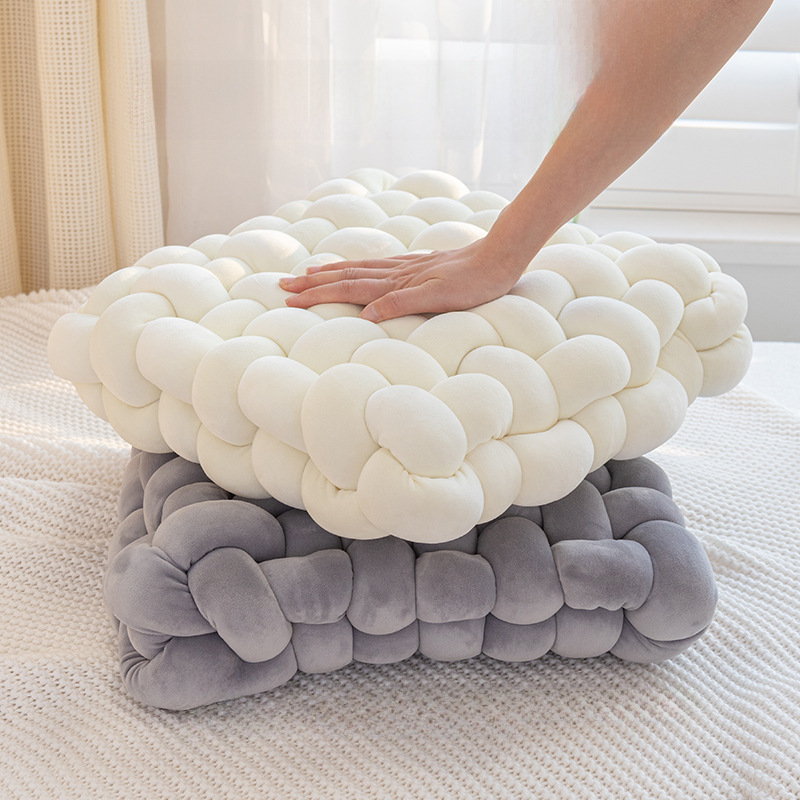 Xiaohongshu's same living room sofa leaning in pillow INS style instant noodle pillow woven office chair waist back with bedside cushion 4