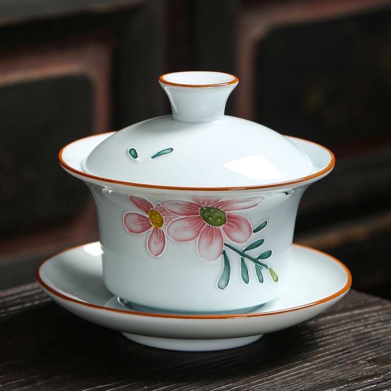Pintado a mano en relieve Rosa cubierta Bowl 150ml