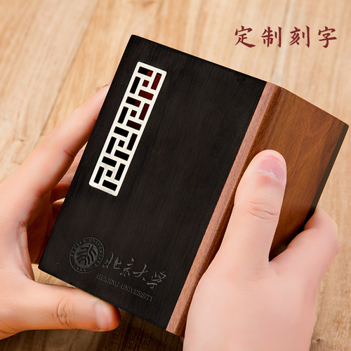 Creative pen holder wholesale lettering souvenir gift business event gift office storage red wooden stationery pen holder