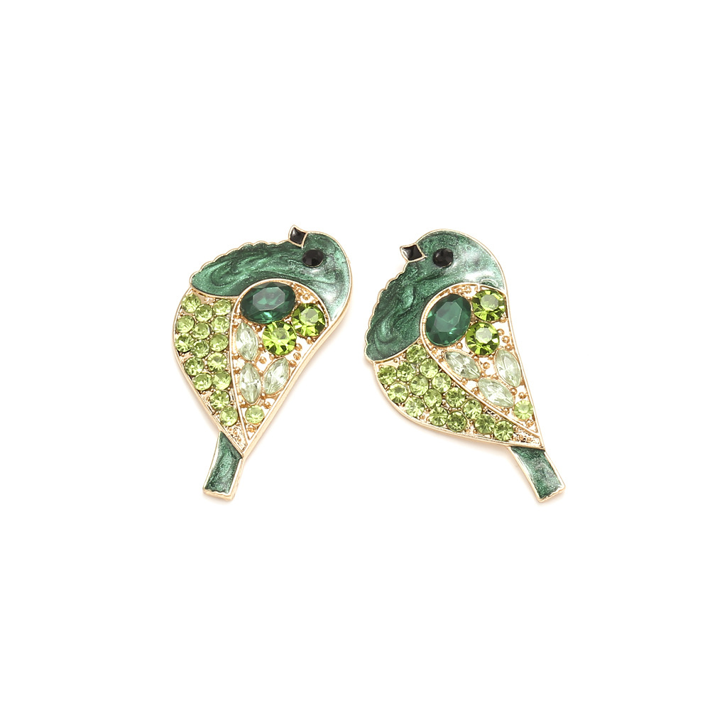IG Style Cute Bird Zinc Alloy Enamel Inlay Artificial Pearls Rhinestones Women's Ear Studs 1 Pair display picture 8