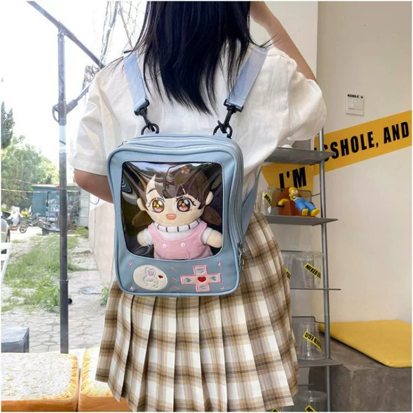 Japanese-Style Creative Quirky Cute Cartoon Soft Girl Student Gaming Console Transparent Pu Backpack Soft Girl School Bag