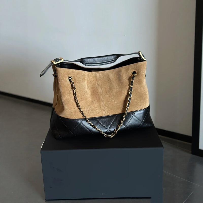 25A Hobo Bag Fragrant Grandma Double Color Suede Hobo Tote Bag Tote Bag Shopping Bag Genuine Leather Women's Bag Horizontal Plate