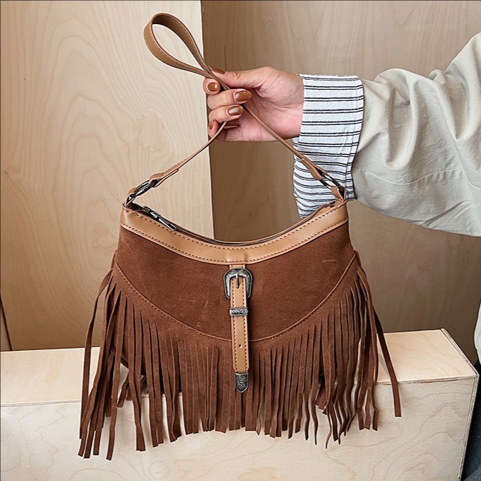 Bolsa de brazo retro retro transfronteriza con bordas para mujeres otoño y invierno 2025 nuevo estilo universal bolso de hombro de alta calidad bolso de transporte de pasajeros
