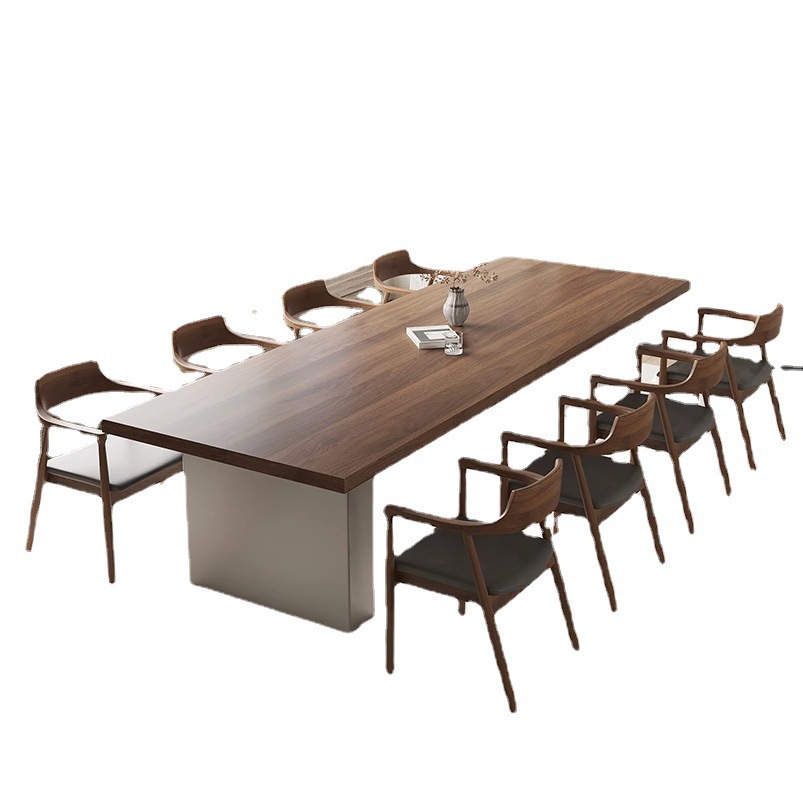 Mesas y sillas de oficina modernas de madera maciza Combinación de personal de oficina Capacitación Mesas de conferencias rectangulares para varias personas Mesas de madera simples