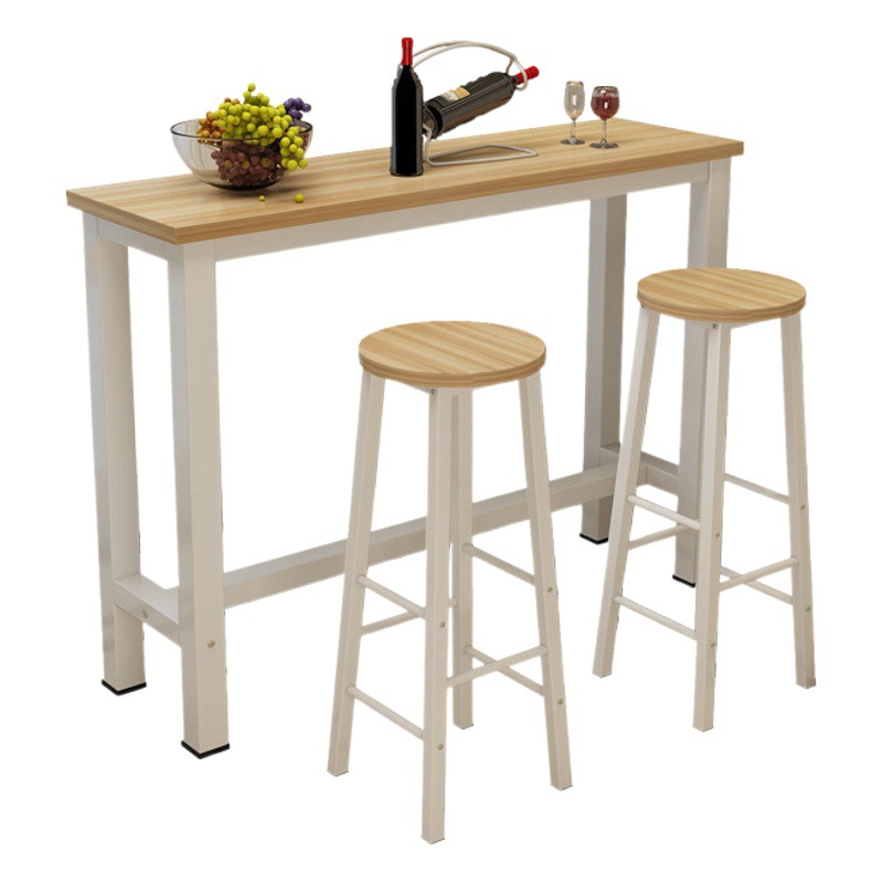 Modern Leisure Milk Tea Shop Tables and Chairs, Simple Bar Table, Steel Wood Long Table, Balcony Home Wall Bar Table