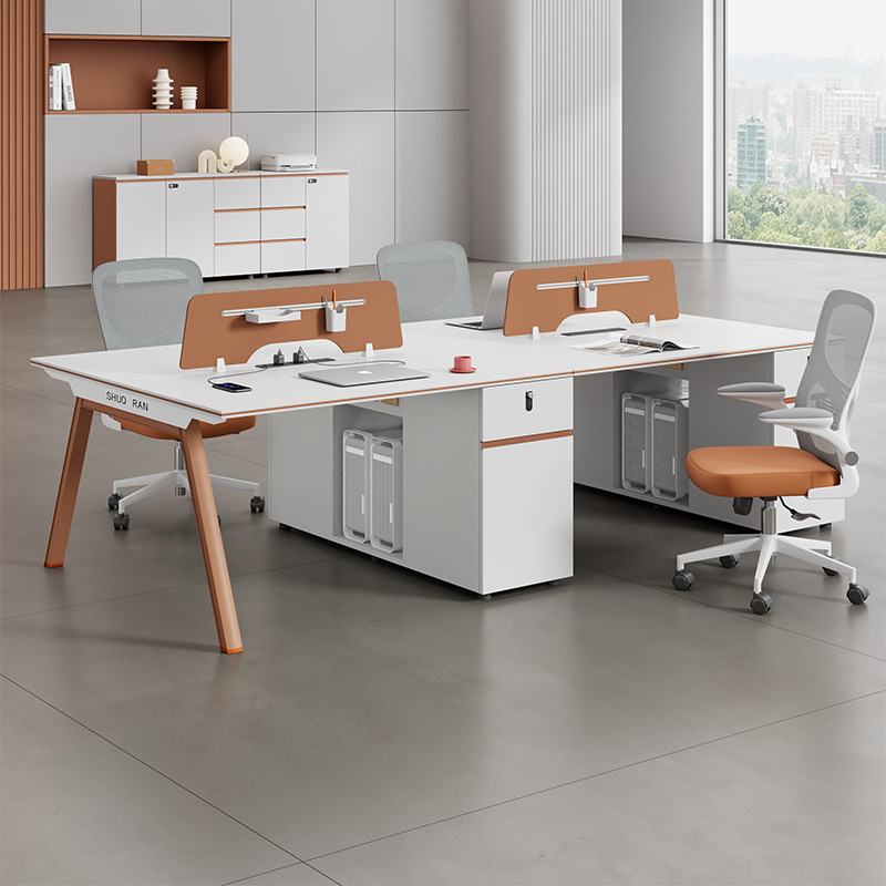 Desk Staff Office Desk and Chair Combination Simple Modern 4-Person 6-Person Computer Desk Screen Deck