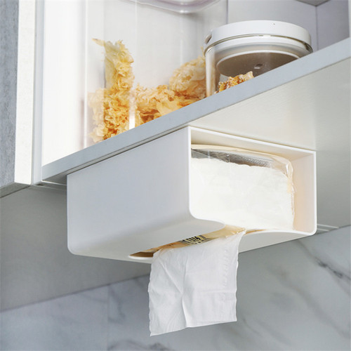 No-punch wall-mounted tissue box for living room and toilet creative traceless paper box for home kitchen multi-functional paper box