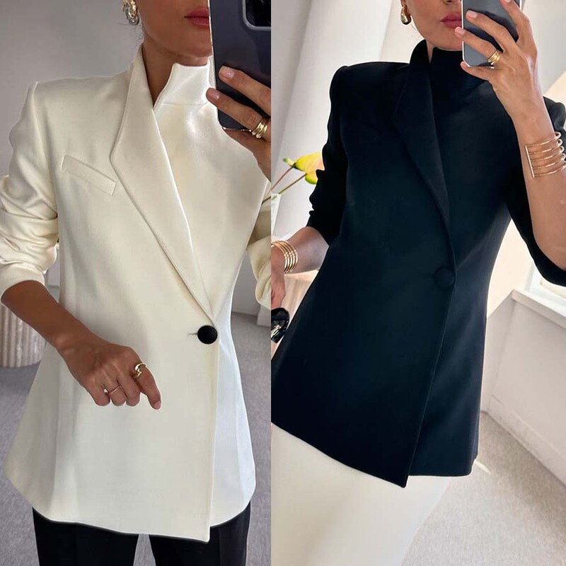 Cross-border 2024 Europe and the United States autumn and winter new long sleeve casual satin suit INS loose fashion one button coat women Cross-border 2024 Europe and the United States autumn and winter new long sleeve casual satin suit INS loose fashion one button coat women