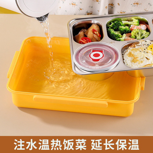 304 stainless steel lunch box student ins style separated lunch box sealed leak-proof microwave lunch box lunch box