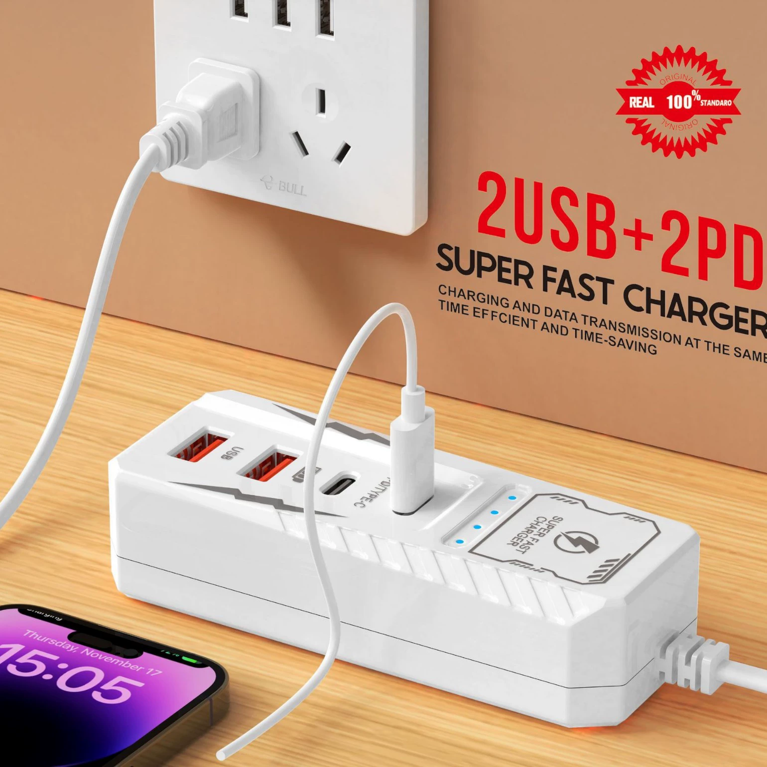 Mobile phone charger plug-in multi-port PD charging head type-c cable universal usb extension cable dual pd 5.1A