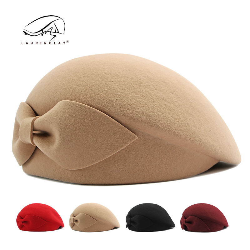 Estilo europeo y americano sombrero de mujer Otoño e Invierno Nueva boina de lana estilo coreano elegante boina retro británica sombrero de azafata moda