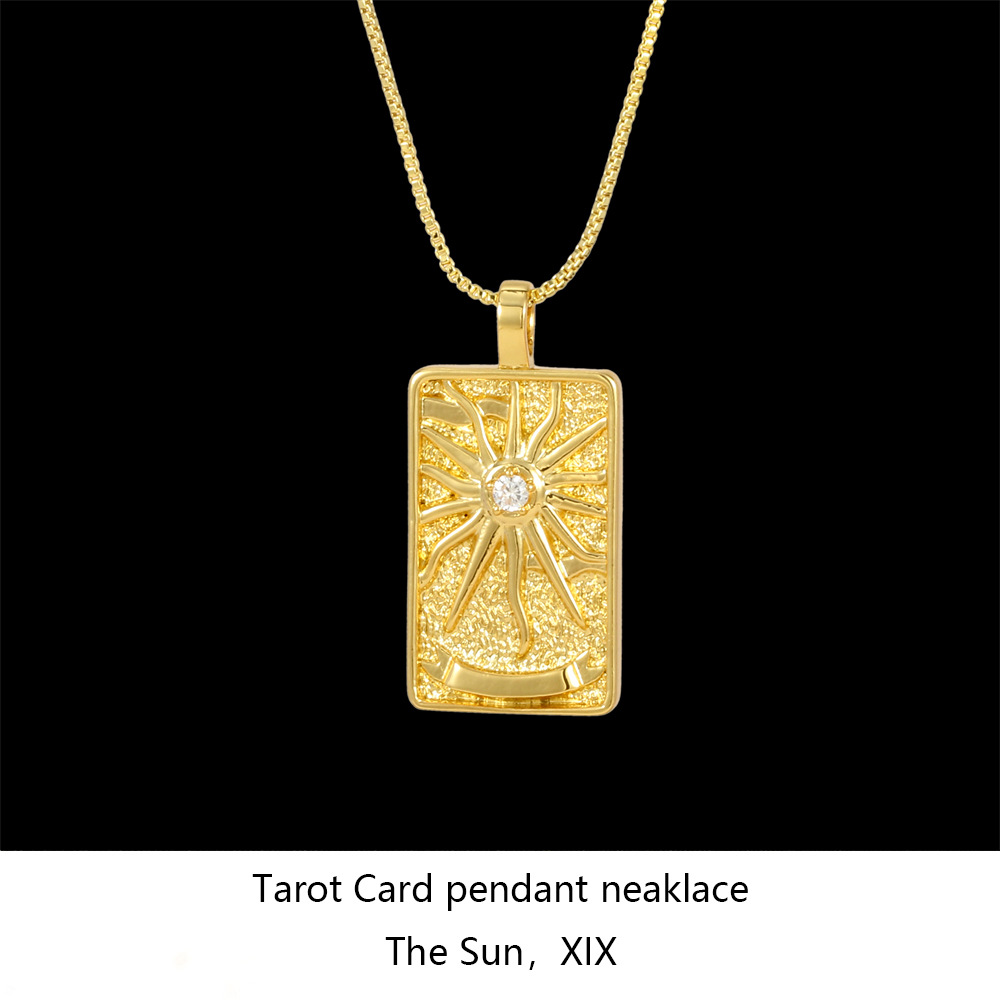 Nuevo nórdico Salomón tarot collar ins moda punk estilo hip hop hombres y mujeres collar con diamante cuadrado collar