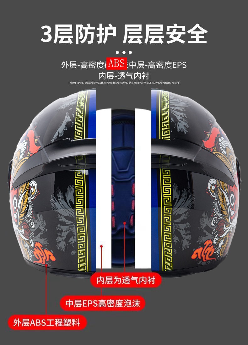 Foreign Trade Motorcycle Helmet with Horns, Full-Face Helmet for Men and Women, Safe for All Seasons, Rider Electric Vehicle Helmet, Dropshipping