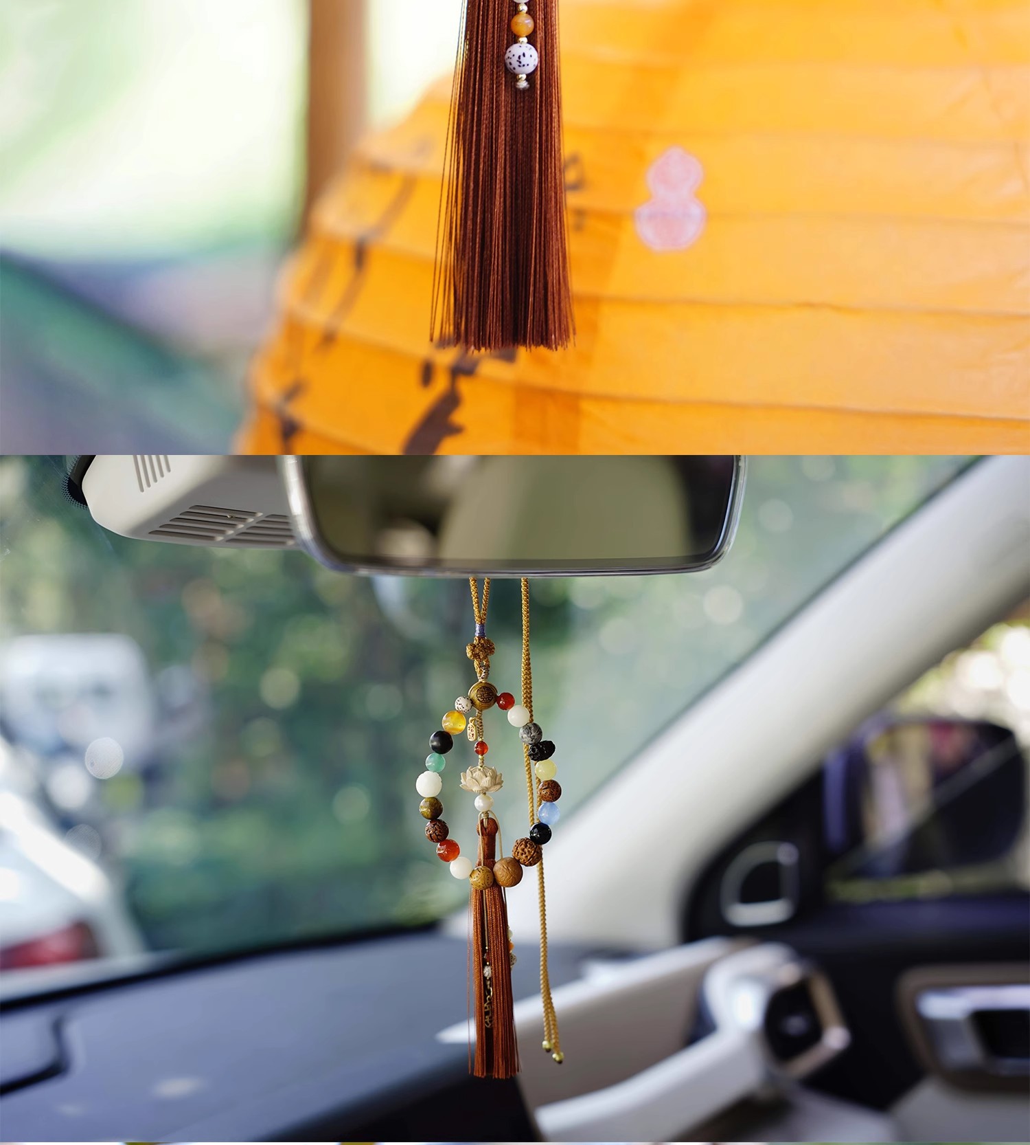 Hangzhou Lingyin Eighteen Seed Car Hanging Safe Travel Duobao Bodhi Beaded Car Internal Tassel Pendant Lucky
