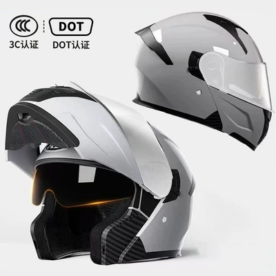 Helmets for All Seasons, Electric – Motosiklet kaskı (dəbilqə) - gray-dot3c-certified-silver-plated-mirror-high-definition-mirror-m54-56-head-circumference