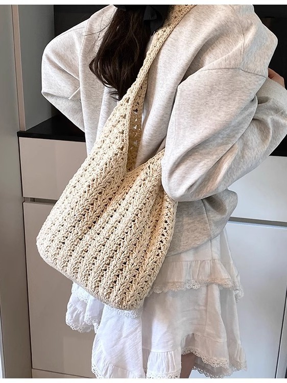 メーカー卸売 綿糸バッグ 新作 多用途 手編みバッグ リゾートビーチバッグ 個性的なショルダーバッグ おしゃれなレディースバッグ|undefined