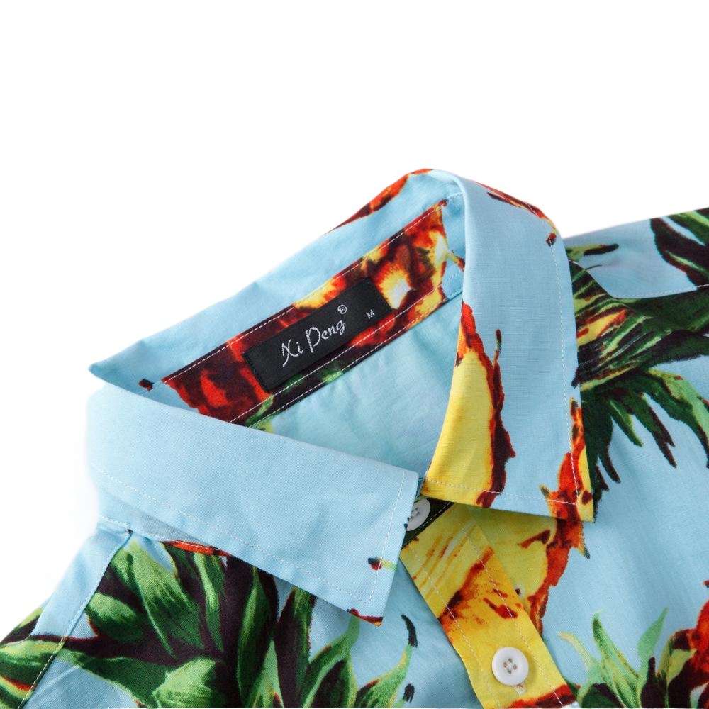 2019 nueva transfronteriza nueva talla grande ropa de hombre popelina tela impresa casual tamaño europeo camisa de manga corta hombres