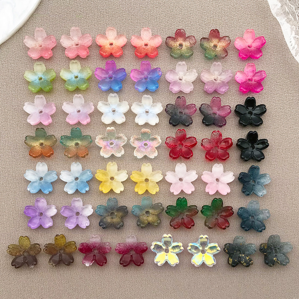 25款10mm渐变琉璃玻璃樱花五瓣花diy手工自制古风发饰品配件材料